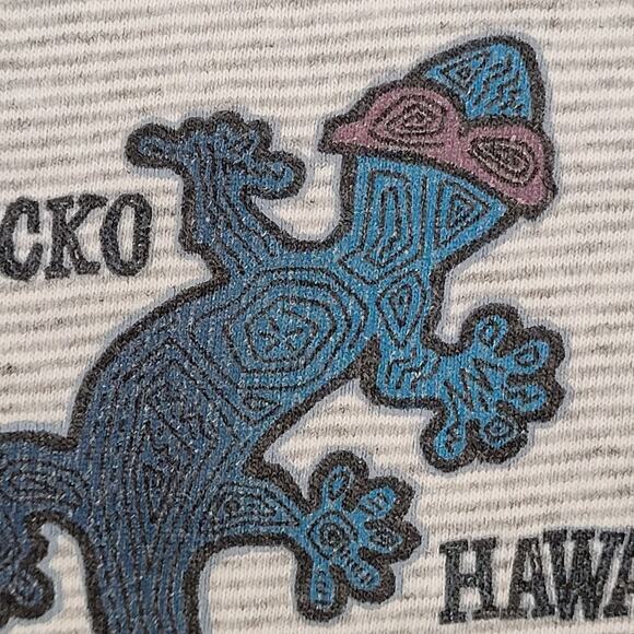 Vintage 90s Gecko Hawaii Stripes Shirt S/M 19x20 Gray USA - Picture 11 of 15